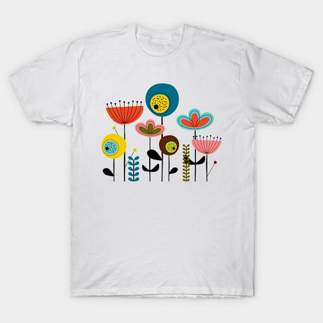 Mid Century Flowers T-Shirt by amyvanmeter